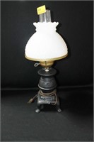 POT BELLY STOVE STYLE TABLE LAMP WITH HOBNAIL