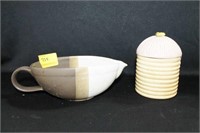 McCOY GRAVY BOAT AND CERAMIC HONEY POT