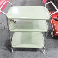 VINTAGE GREEN METAL 3 TIER CART