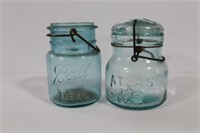 BLUE BALL AND ATLAS CANNING JARS - NO LID ON BALL