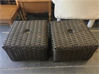 Two wicker foot stools