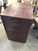 Three drawer filing cabinet on wheel wood