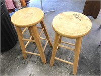 Two wood stools 20 inches high
