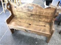 Kids wood bench with heart symbol excellent