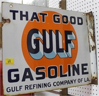 ADVERTISING SIGN "THAT GOOD GULF GASOLINE" "GULF