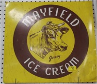 METAL "MAYFIELD" ICE CREAM ADVERTISING SIGN - 18"