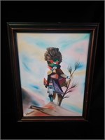 Framed Native American Oil on Canvas Steve Hayward