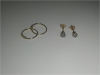 (2) Pairs Gold Earrings