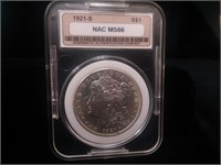 1921 S Morgan Silver Dollar MS 66