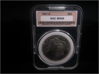1921 D Morgan Silver Dollar MS 66