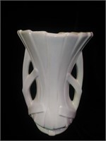 McCoy Art Pottery Gloss White Strap 12" Vase