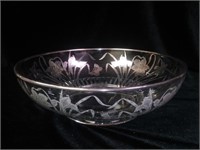 Sterling Silver overlay on glass bowl - Iris