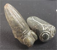 2PC CARVED CHINESE STONES