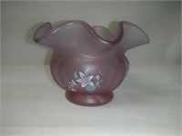 Fenton Pink Satin Glass Ruffled Edge Bowl/Vase