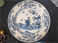 BLUE AND WHITE CHINESE PORCELAIN PLATE SIGNED