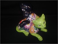 Hand Painted Mexican Talavera Dog/Cat Lawn Figure