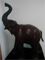 Vintage Large Handcrafted Leather Elephant Statue
