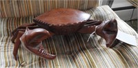 13” Hand carved wooden crab with lift top and