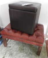 Tufted leather ottoman and lift top leather