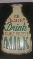 Metal Milk Sign Embossed Lettering