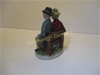 Old Men Sitting on a Bench Figurine