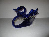 Blue Blown Glass Swan