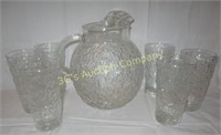 Clear Crystal Pitcher w/ 6 glasses