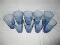 Lot of 9 Blue Water Tumblers