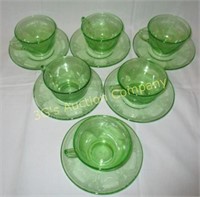 Green Vaseline glass Lot