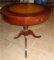 Leather Inlay Maple End Table