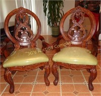2 Upholstery Oak Captain Chairs