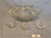 Clear Glass Punch Bowl & Serving Cups