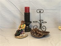 Candle holders, Cowboy & Glass Ashtray