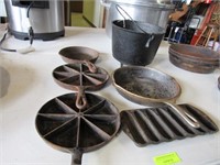 Six Assorted Used Cast Iron Cookware