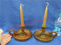 vintage pine candle holders (unmarked)