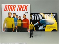 Star trek - tin sign, calendar and Sulu figurine