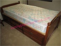 twin bed & mattress (drawers below bed)