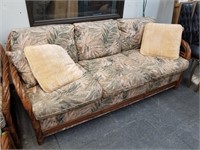 WOOD AND UPHOLSTERED SOFA