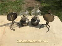 Set of Oil Lamps & Wall Holders