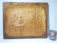 Bas-relief en bois signé St-Jean-Port-Joli