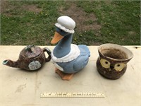 Owl Planter, Goose Cookie Jar, Oriental Tea Pot