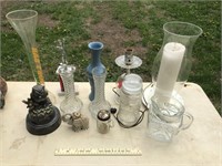 Misc Lot - Flower Vases, Owl Music Box, Candle