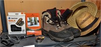 Bass Boots sz 12, 2 Pair of Ice Traction, Hats