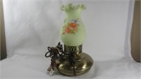 Fenton 11" hand painted roses on custard By Evans