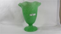Fenton 8.5"  jade Dancing Lady ruffled vase-1920's