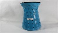Fenton 7 1/2" blue speckled vase-Workman