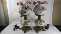 pair 14" LG Wright decorated dresser lamps