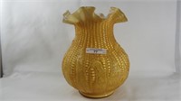 8 1/2" yellow case Maize ruffled vase
