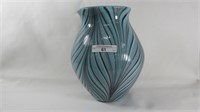 Fenton 7 1/2" turquoise Pulled Feather vase-