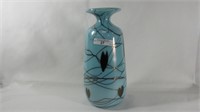 Fenton 9 1/2" blue custard  Hanging Heart vase
